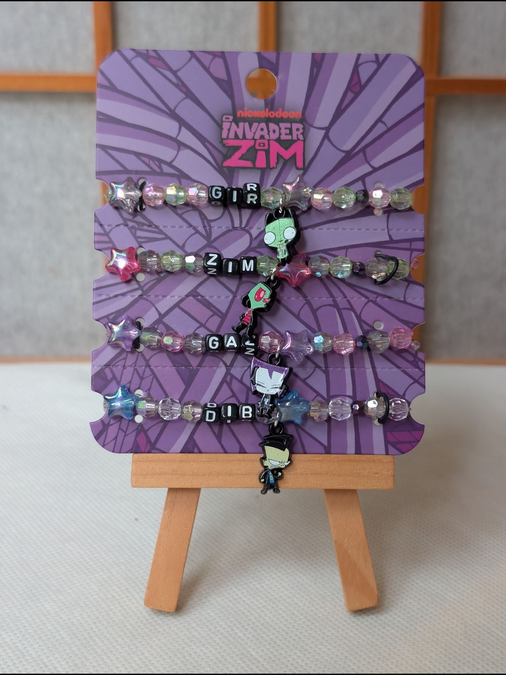 NEW Invader Zim Character Bead Bracelet Set of 4 Kandi - Gaz Gir Dib Nickelodeon